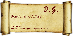 Domán Géza névjegykártya