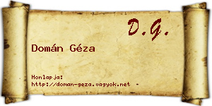 Domán Géza névjegykártya